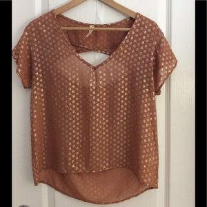 Shimmer brown top, thin material